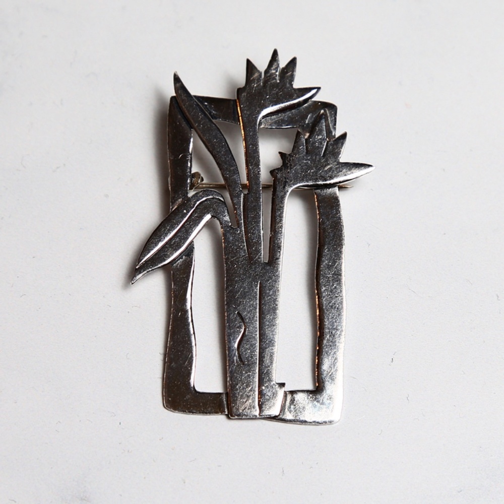 Taxco Mexico Sterling Silver Birds of Paradise Brooch TN-10